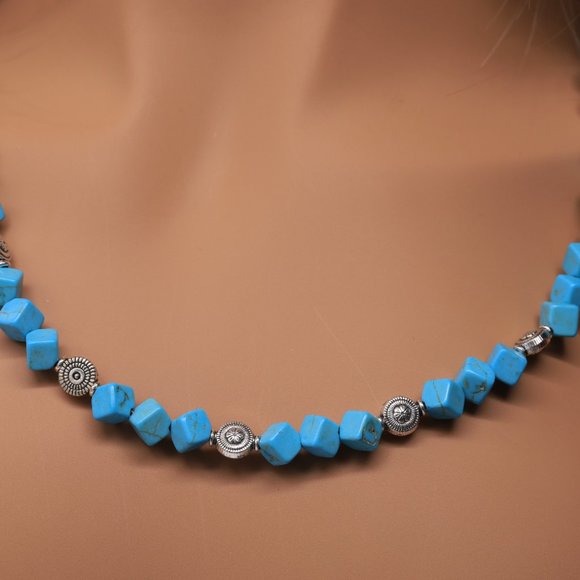 Necklace with Turquoise stone and silver accents. - Picture 3 of 3